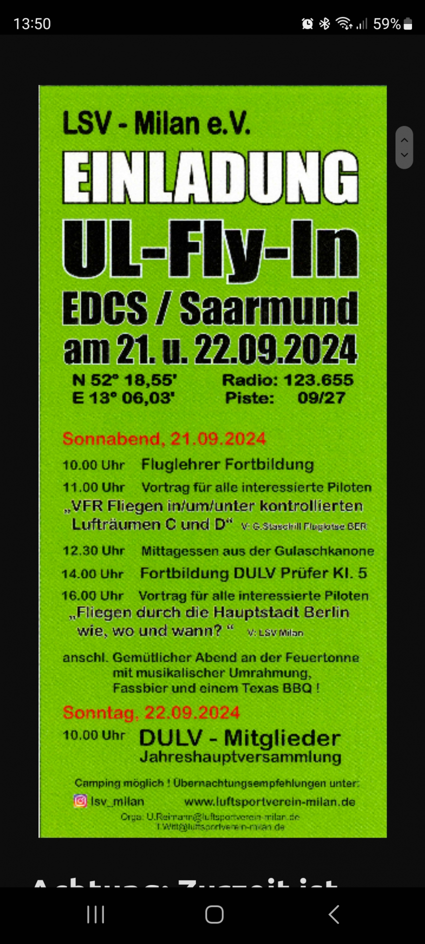 FLY-In und Fluglehrer- und Prüfer Klasse 5 Fortbildung - DULV Jahreshauptversammlung